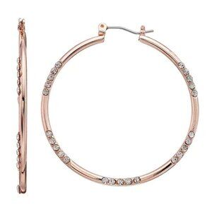 VERA WANG Mod/Contemporary Rose Gold/Clear Crystal Hoop Earrings**NEW!